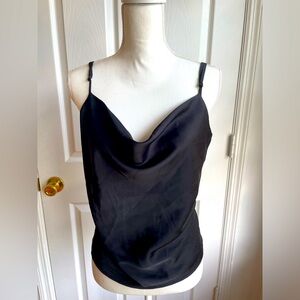 BANANA REPUBLIC | Solid Color Women Satin Draped Turn Down Collar Top | Size: L